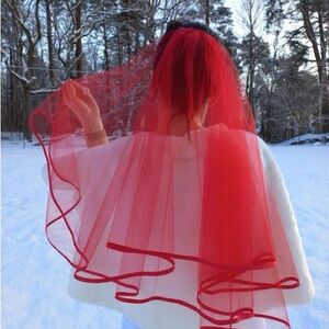 Red Veil Hair Accessory